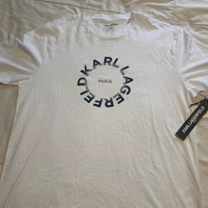 Karl Lagerfeld White Tee with Circular Logo